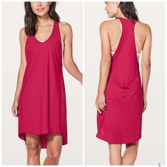 lululemon athletica Dresses & Skirts - Lululemon Ruby Red Rejuvenate Racerback Dress 6 Women